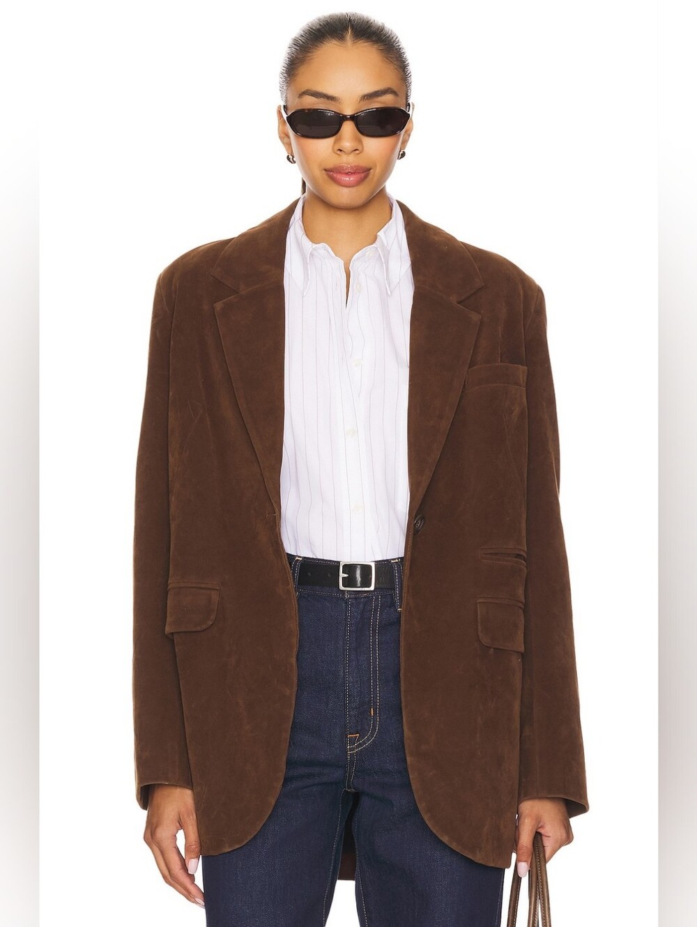 Free People x We The Free Paper Cut Faux Blazer In Brown Bear